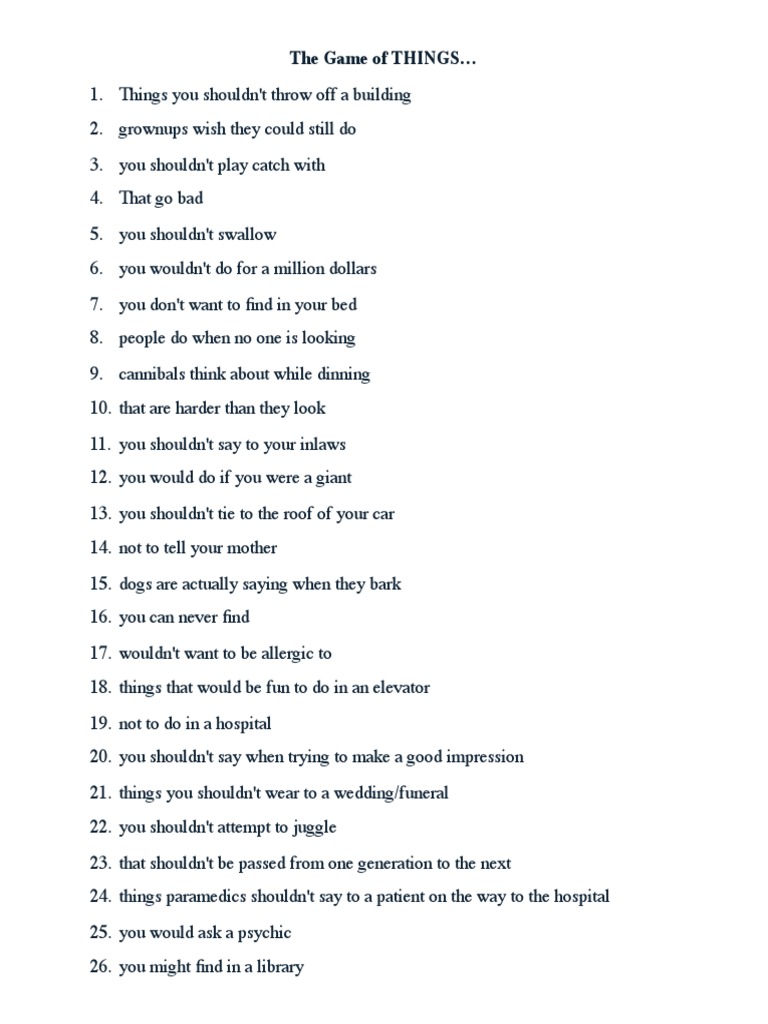 The Game Of Things Questions Pdf
