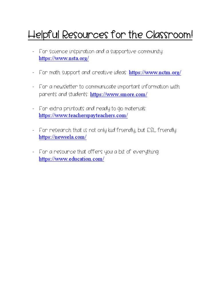 Essential Classroom Resources Guide | PDF | Social Science | Wellness