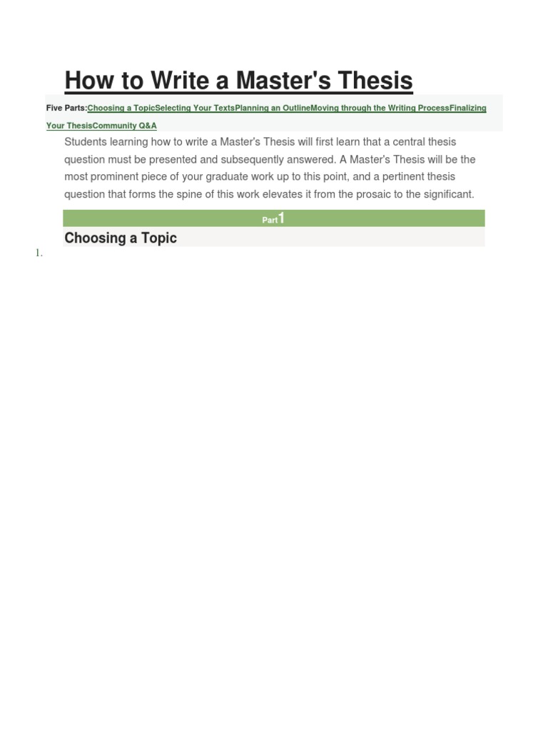 Guide to Writing a Master's Thesis | PDF | Citation | Thesis