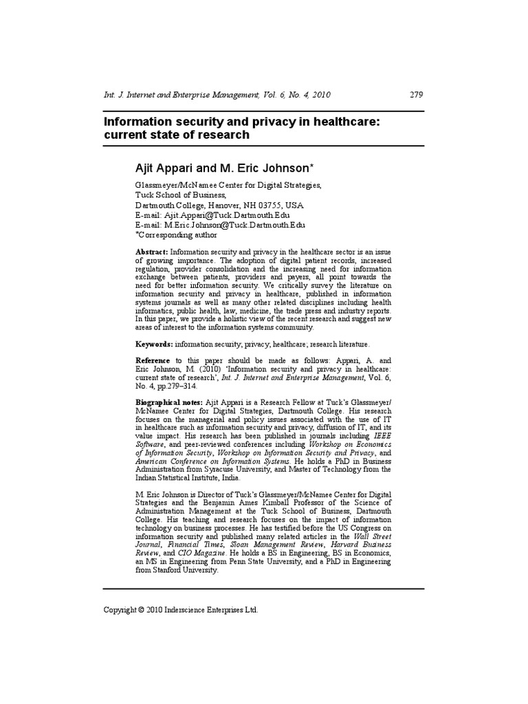Information Security and Privacy in Healthcare: Current State of ...