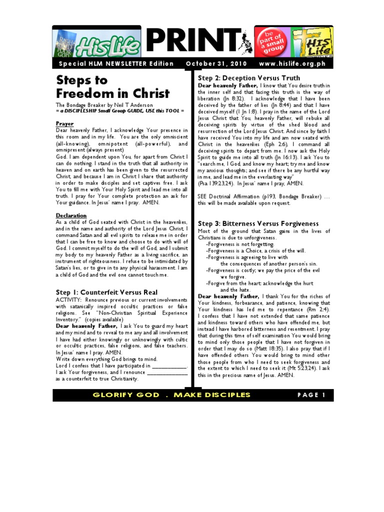 Print: Steps To Freedom in Christ | PDF | God The Father | Jesus