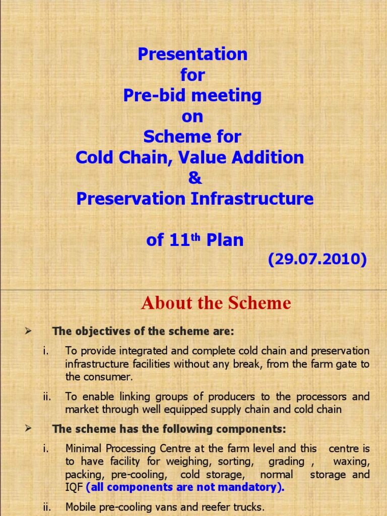 Cold Chain Infrastructure Scheme Overview | PDF | Refrigeration ...