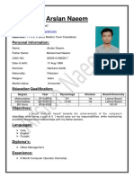 Arslan Naeem: Personal Information