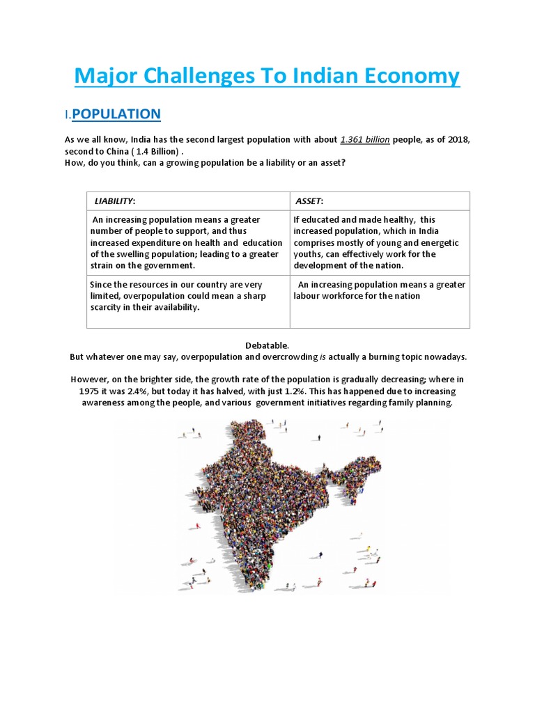 Major Challenges in India's Economy | PDF | Population Growth | Birth Rate