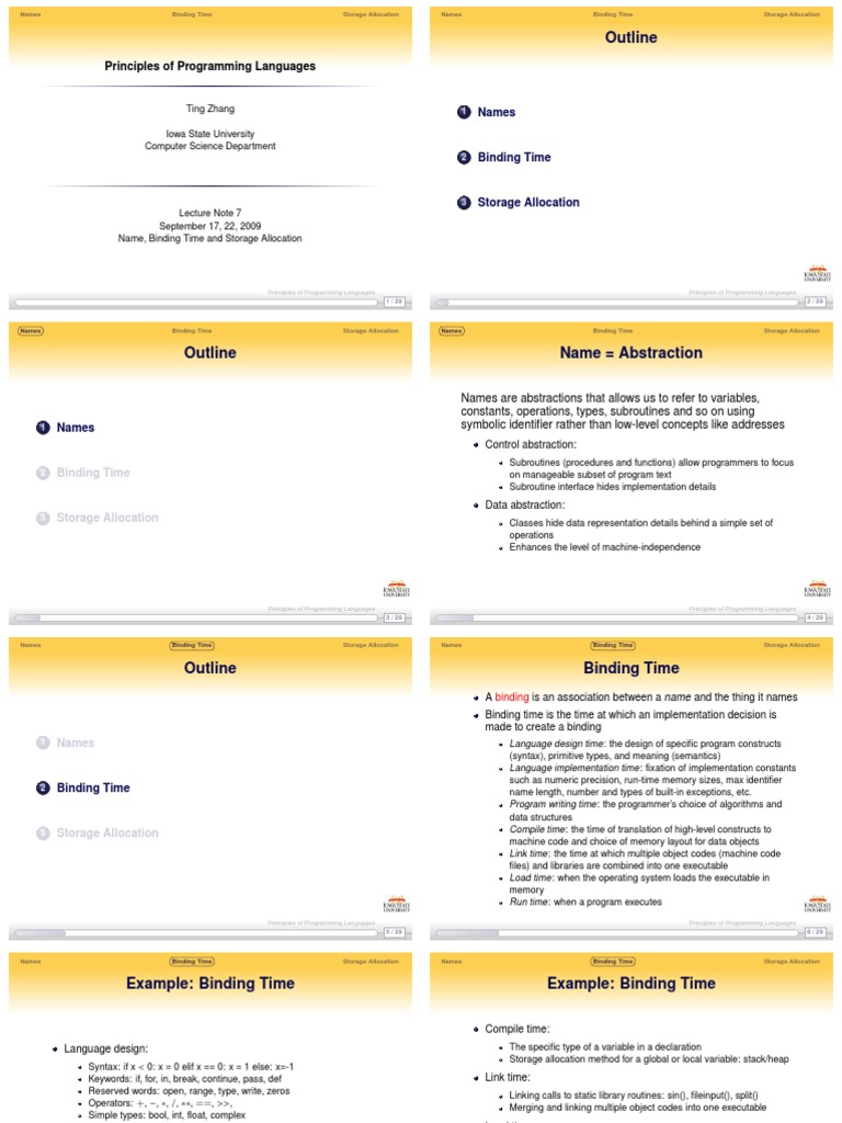 Exploring the Fundamental Concepts of Names, Binding Time, and Storage ...