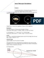 Common Telescope Calculations