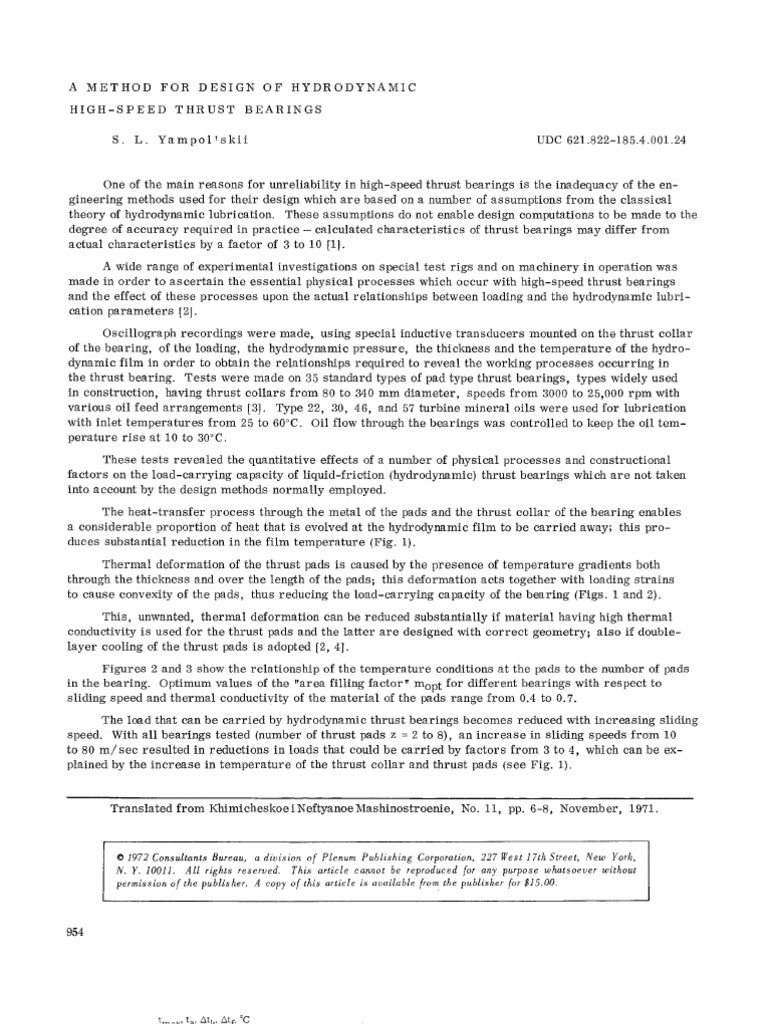 Design Method for High-Speed Thrust Bearings | PDF | Bearing ...