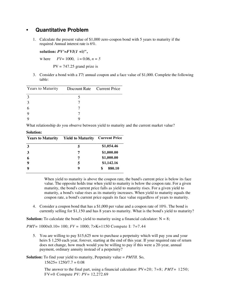 Bond Valuation and Yield Calculations | PDF | Yield (Finance) | Bonds ...