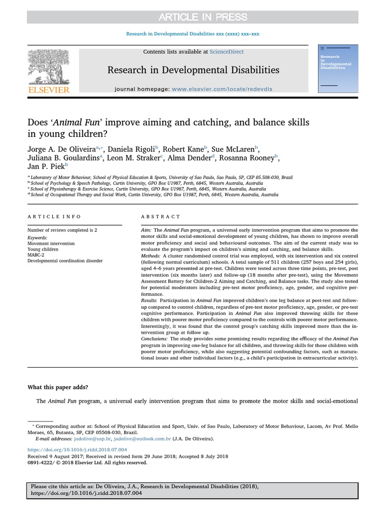 Animal Fun Program Enhances Motor Skills | PDF | Wechsler Adult ...
