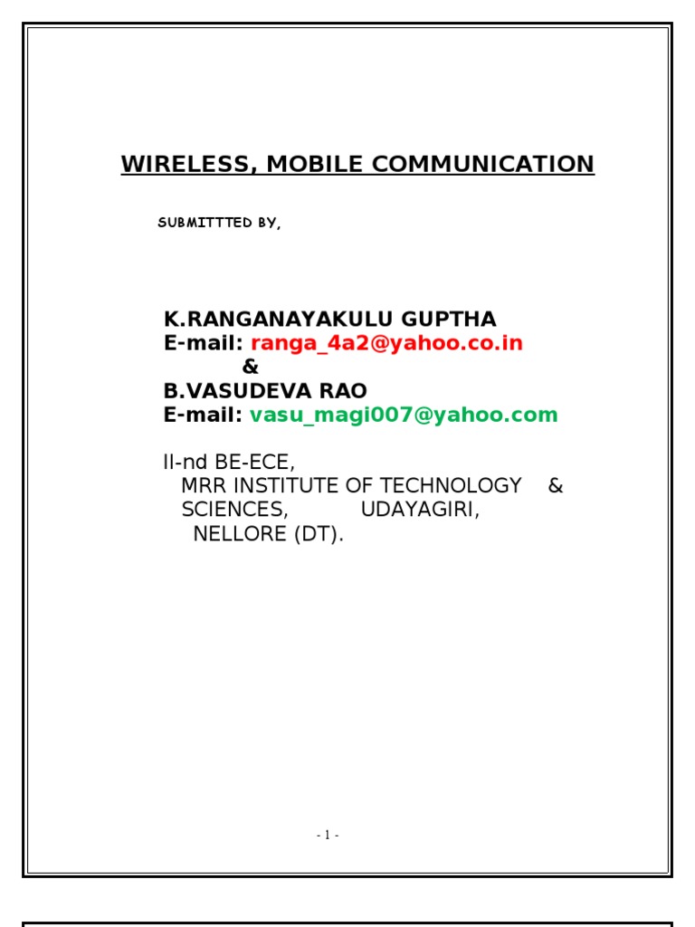 Overview of Wireless Mobile Communication | PDF | Cellular Network | Radio