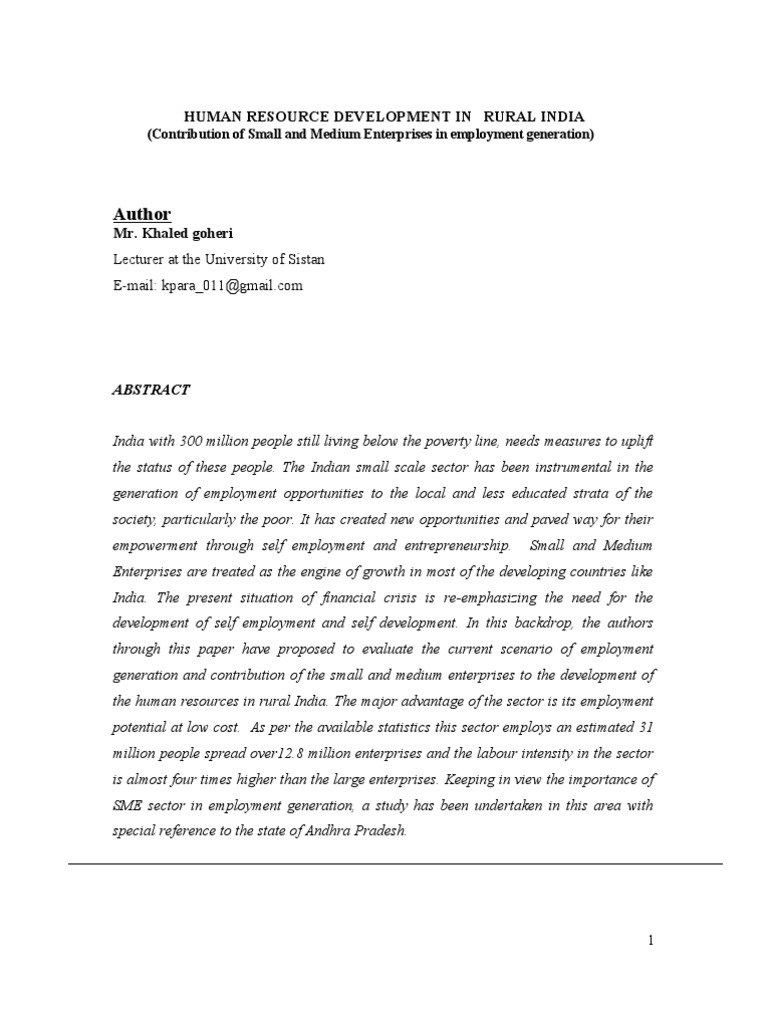 Author: Human Resource Development in Rural India ( | PDF | Small And