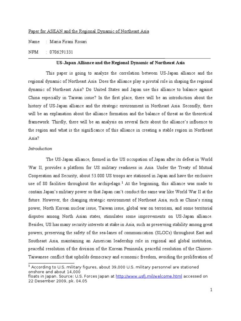 Paper For ASEAN and The Regional Dynamic of Northeast Asia (Final ...