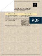 Important Dates 2019-21: Admission Process Tentative Dates