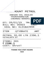Paramount Petrol Indian Oil Dealer Chennai bill