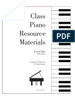Class Piano Resource Materials: Level One