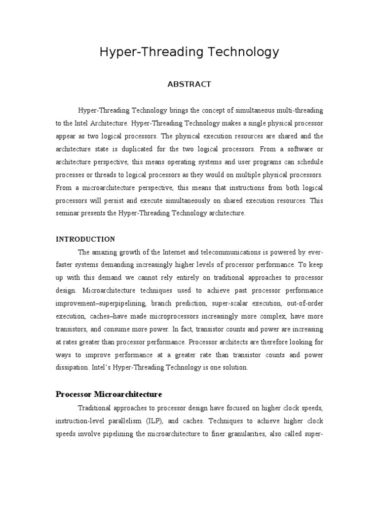 Hyper Threading Technology | PDF | Computers