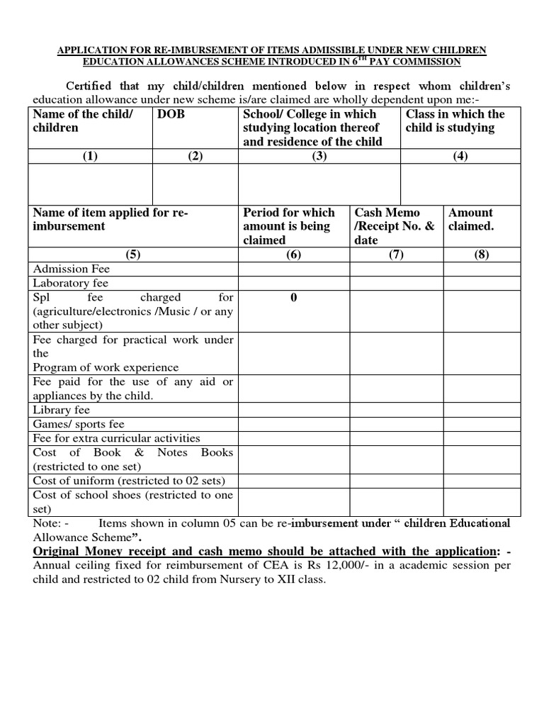 Cea Form New 6pc PDF Fee Government