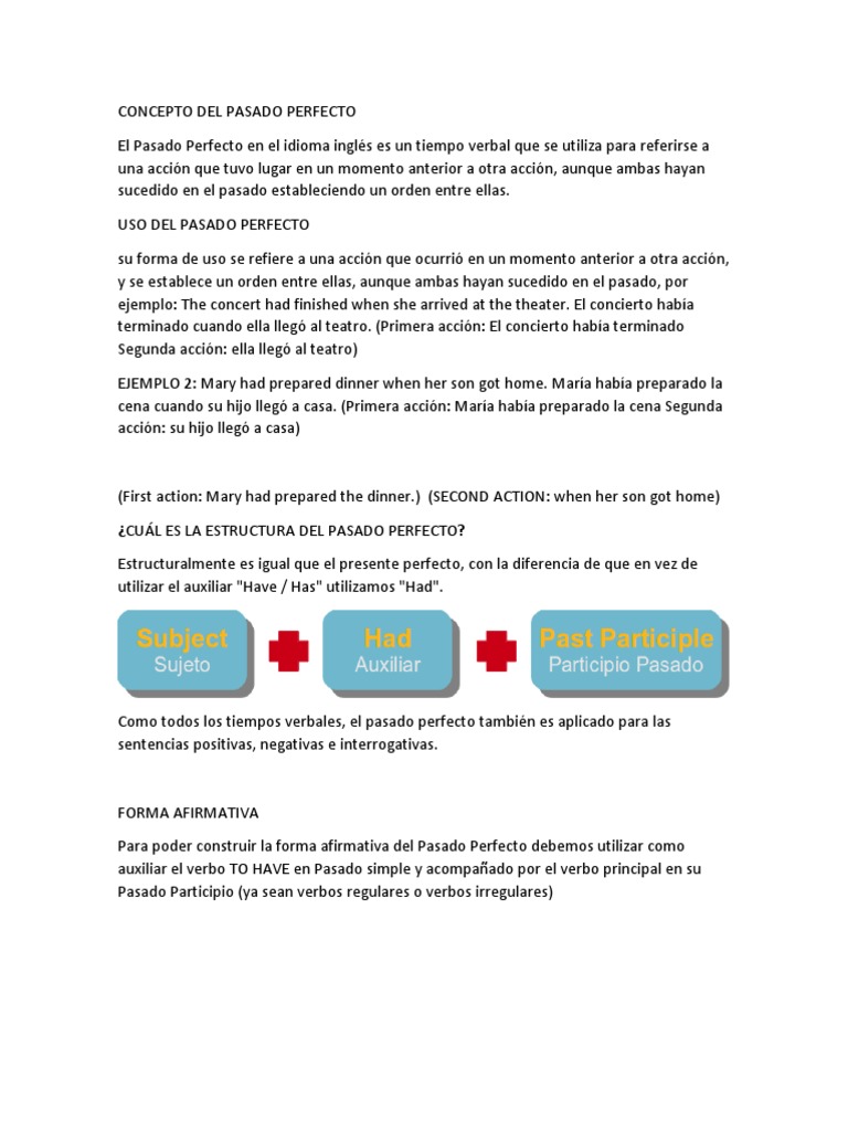 Concepto Del Pasado Perfecto | PDF | Verbo | Sintaxis