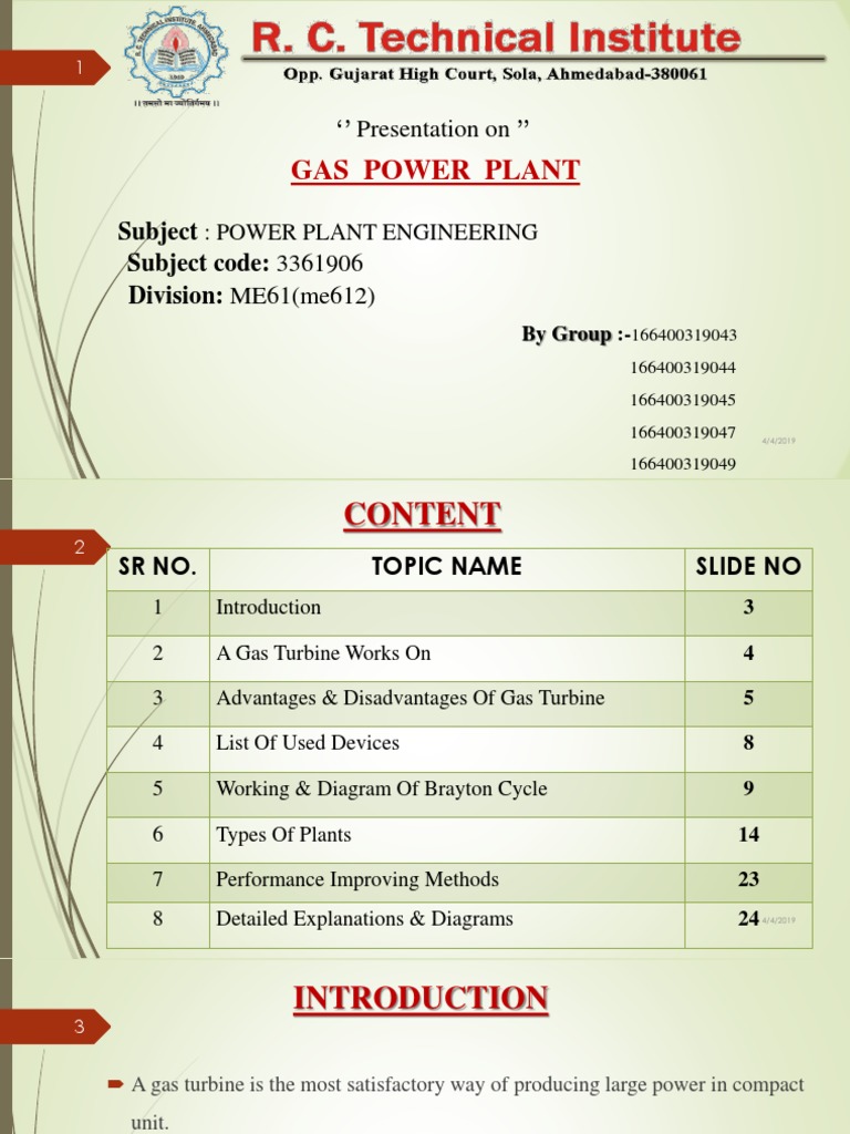 Gas Power Plant Engineering Overview | PDF | Gas Turbine | Sustainable ...