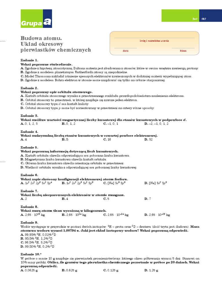 Atom Test | PDF