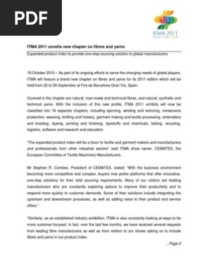 ITMA 2011 PRESS RELEASE_ITMA 2011 Unveils New Chapter on Fibres and Yarns_18Oct2010