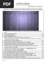 Sample Paper-III Class Xi (Computer Science) Periodic Test-2