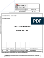 230/33 KV Substation Signaling List: Miyaneh Steel Complex