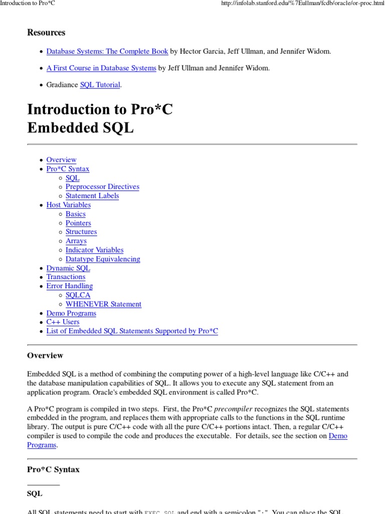 Pro*C: Embedded SQL in C Guide | PDF | C (Programming Language) | Sql