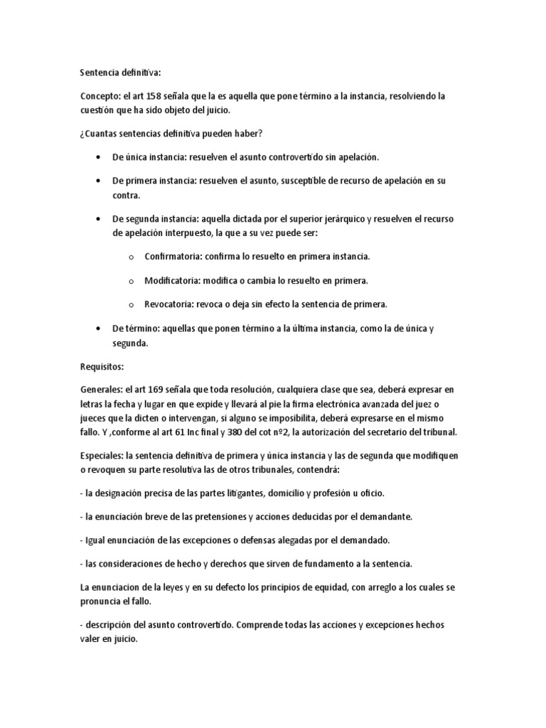 Sentencias Definitivas: Tipos y Efectos | PDF | Sentencia (ley) | Res ...