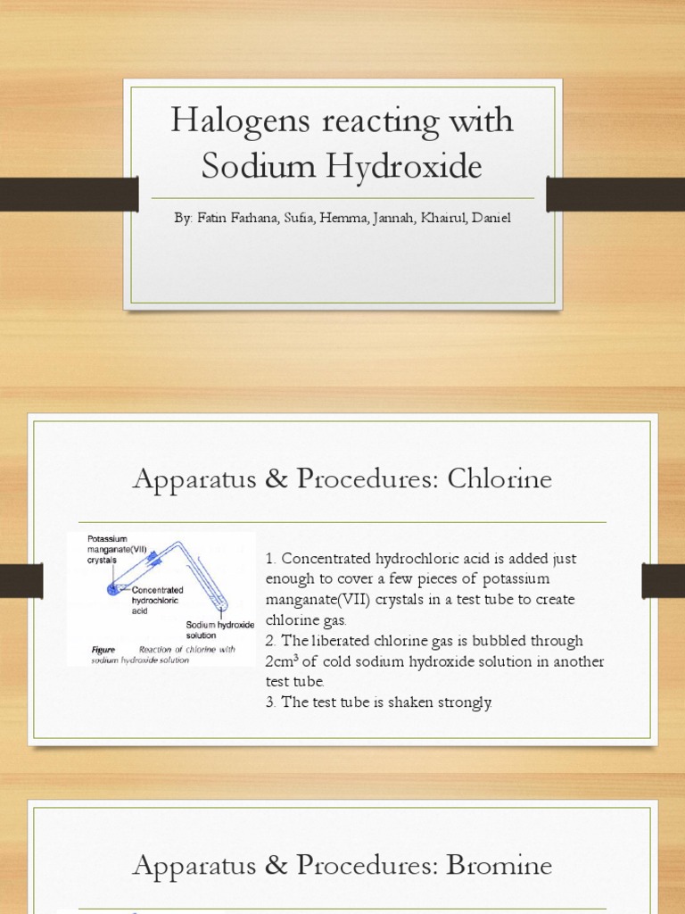 Reactions of Halogens with Sodium Hydroxide A Study of Chlorine, Bromine and Iodine Dissolving