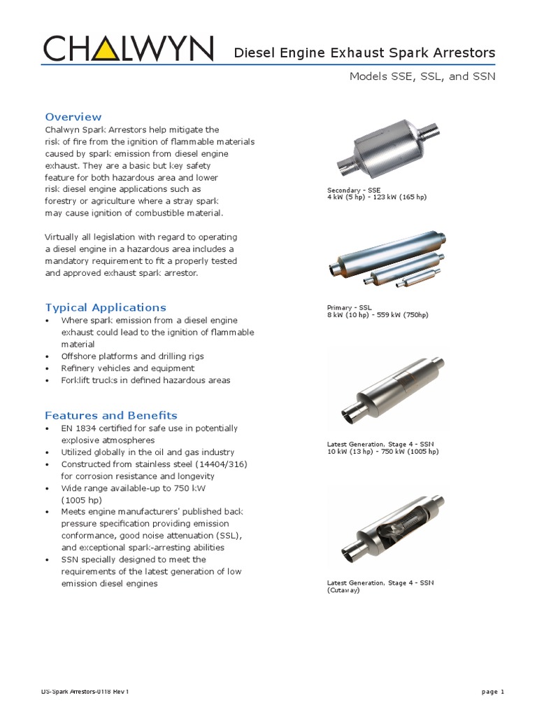 DSChalwynSpark Arrestors 0118 Rev1 PDF PDF Engines Exhaust Gas