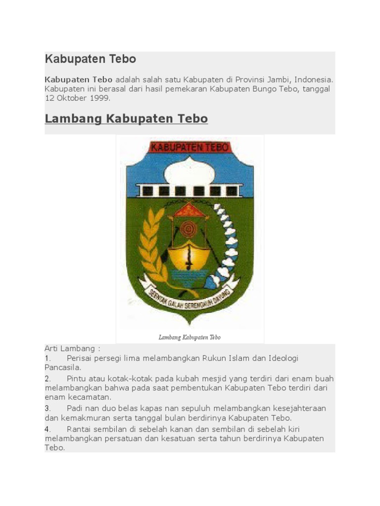 Kabupaten Tebo: Geografi dan Budaya | PDF | Perjalanan | Kajian Bahasa ...