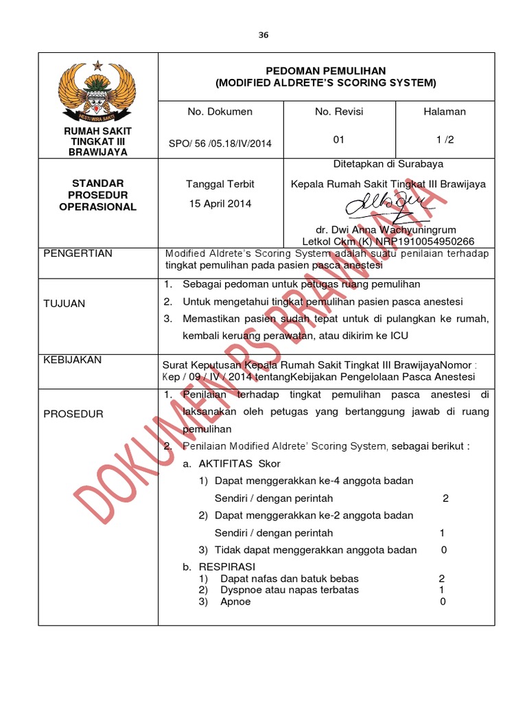 19 Spo Aldrete Scoring System | PDF