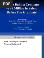 How To Build A Company To $1 Million in Sales: Before You Graduate