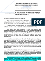 Speech From The Father of Torrens System in The Philippines