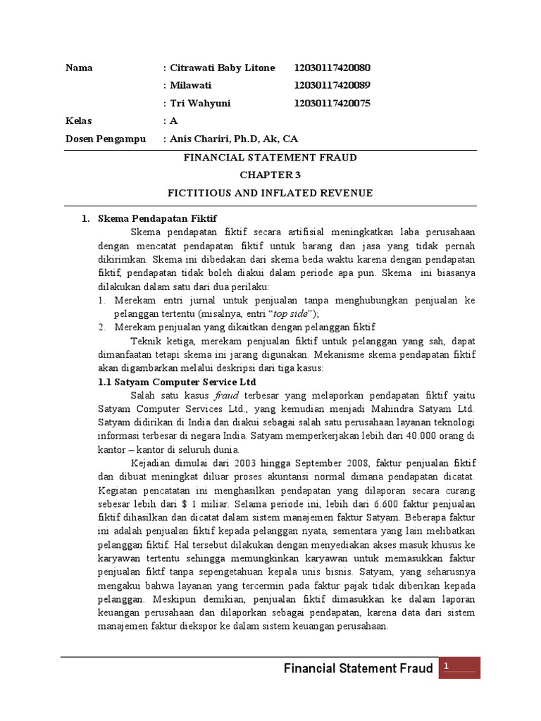 Kelompok 1 - Chapter 3 Fictitious and Inflated Revenue | PDF