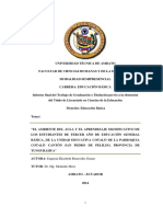 El Ambiente Del Aula y El Aprendizaje Significativo de Los Estudiantes de Tercer Año de Educación