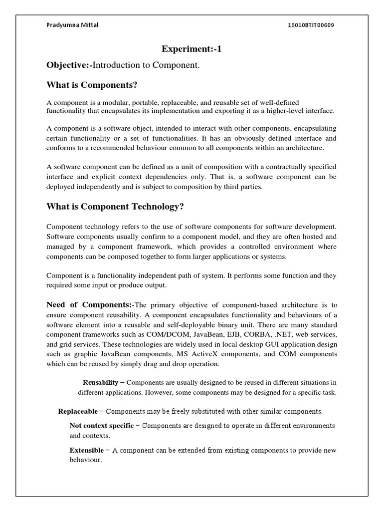 Experiment:-1 Objective:-Introduction To Component. What Is Components ...