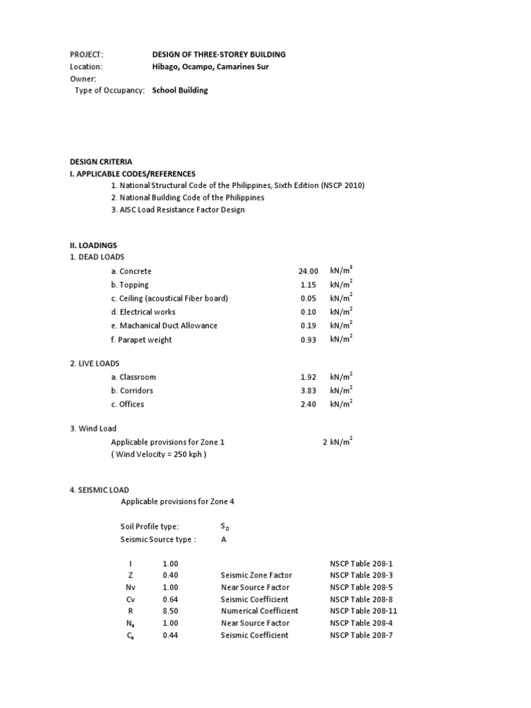 Three-Storey School Building Design | PDF | Structural Steel | Materials