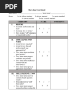 Mock Interview Rubric