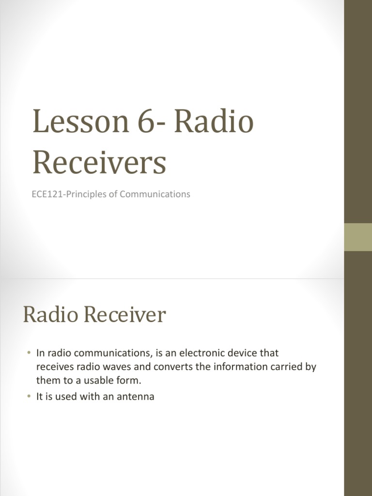 Lesson 6 Radio Receivers PDF Detector (Radio) Amplifier