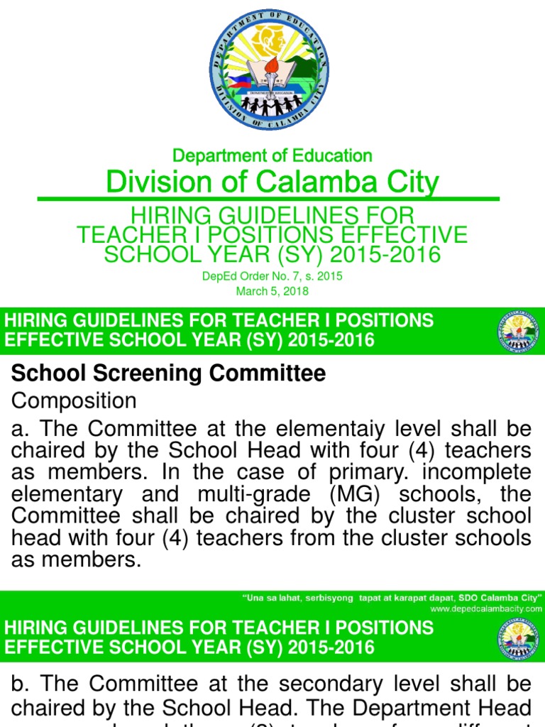 DepEd Order 7 2015 | PDF | Teachers | Academic Degree