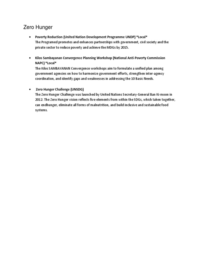 Zero Hunger Initiatives Overview | PDF