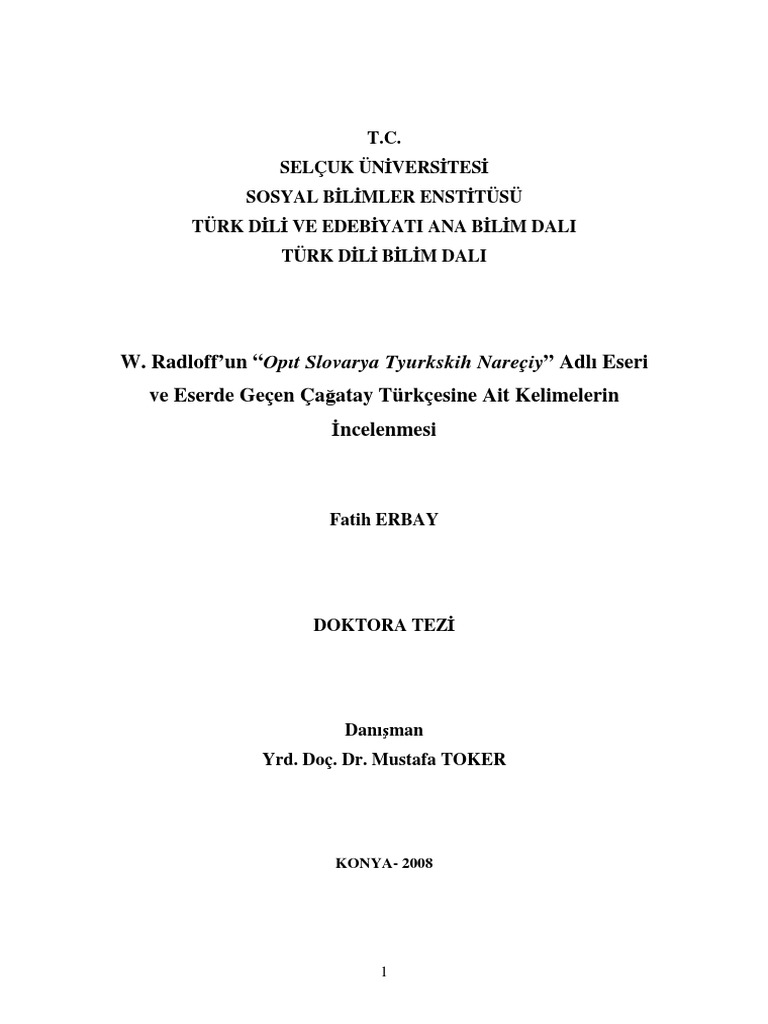 cagatay turkcesine ait kelimelerin incelenmesi pdf
