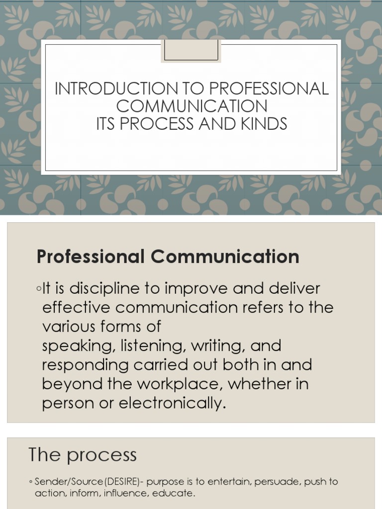 Introduction To Professional Communication Its Process and Kinds | PDF ...