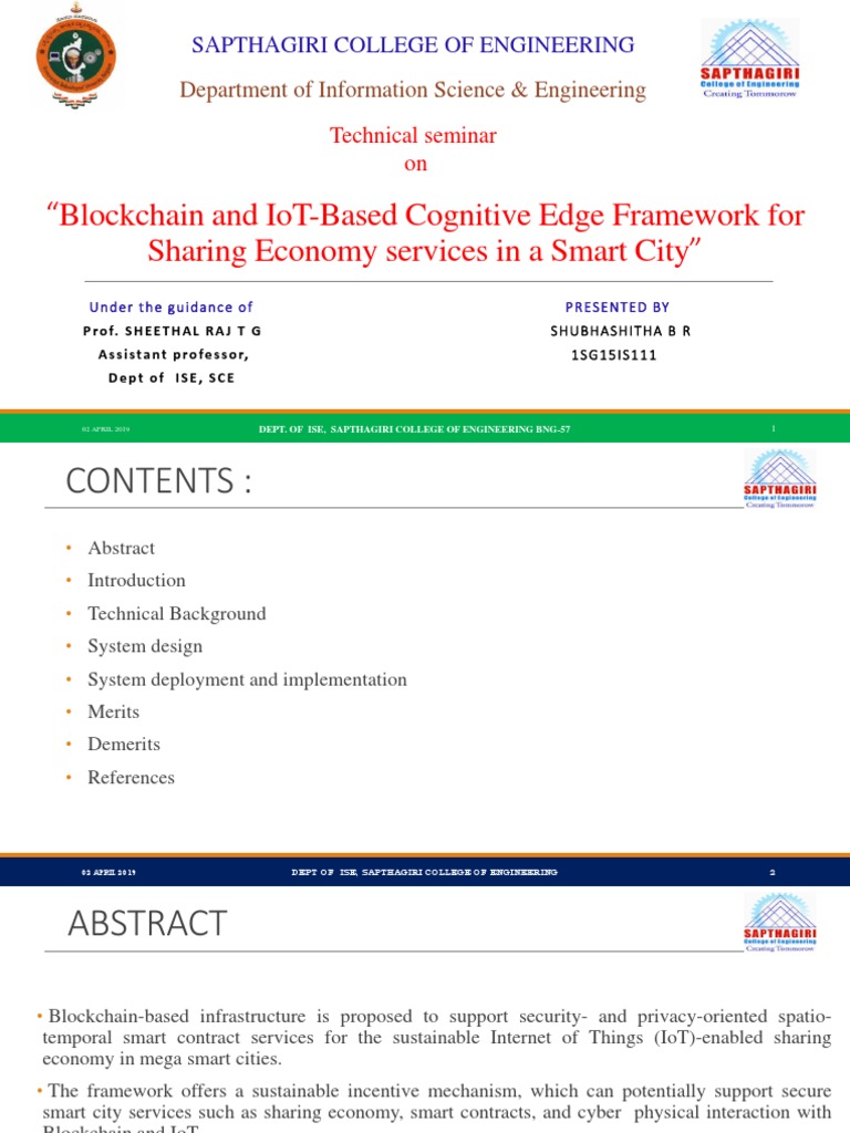 Blockchain and IoT Based Cognitive Edge Framework For Smart City ...
