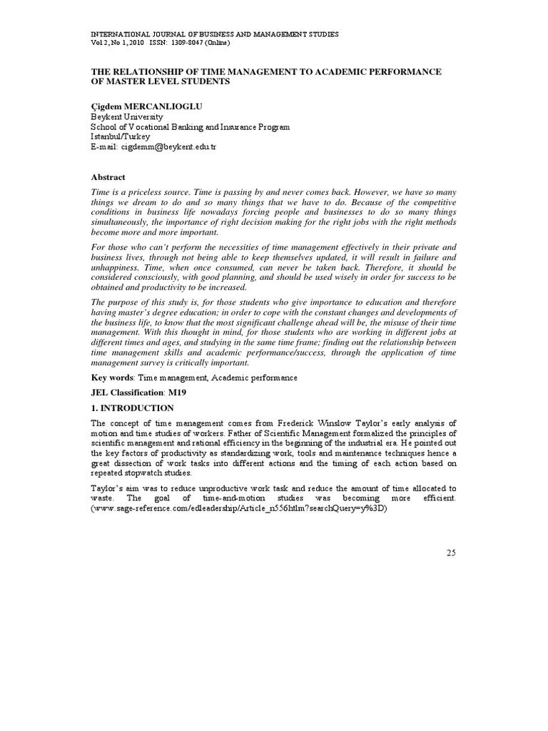Time Management and Academic Success | PDF | Factor Analysis | Cronbach ...