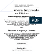 La Primera Imprenta en Filipinas Resena Historica Bio Bibliografica PDF