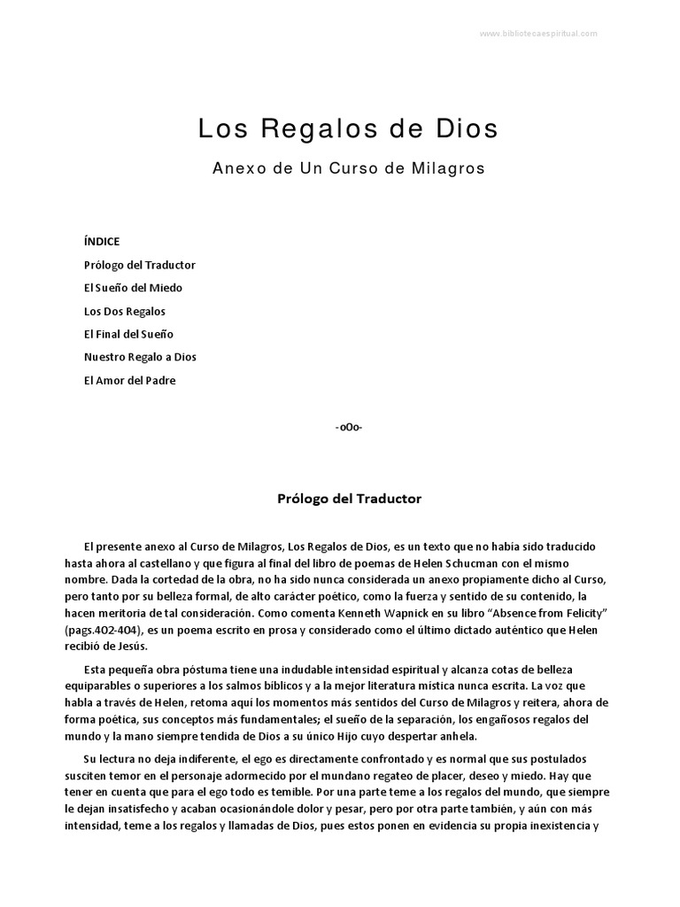 Los Regalos de Dios Prosa Helen Schucman PDF | PDF | Amor | Cristo (título)