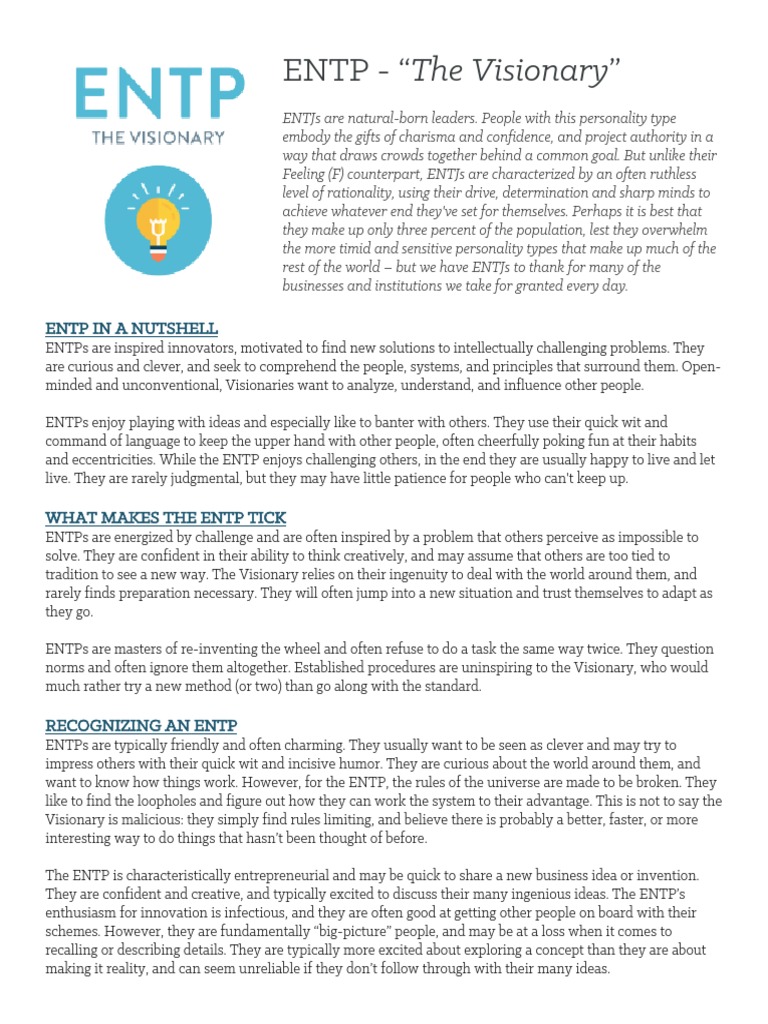 ENTP | PDF | Psychological Concepts | Psychology